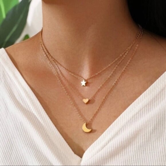 Urban Outfitters Jewelry - 3/$30 💛 Star Heart and Moon Layered Necklace